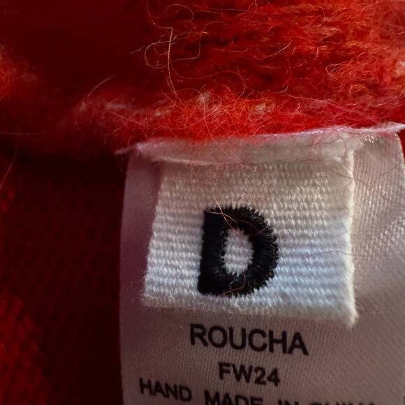 Roucha Cardigan Sweater Sun Swirl Crop Knit Artsy Arttowear Winter Fall Size D - Picture 9 of 11